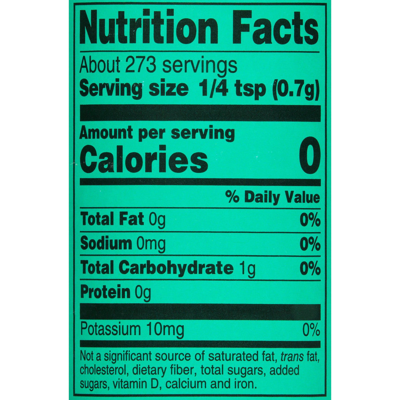 Dash Salt-Free Garlic & Herb Seasoning, 192g/6.7 oz., Bottle Nutrition Facts